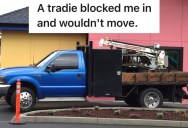 A Work Truck Blocked Their Car In Their Driveway, So He Showed The Work Crew What Goes Around Comes Around