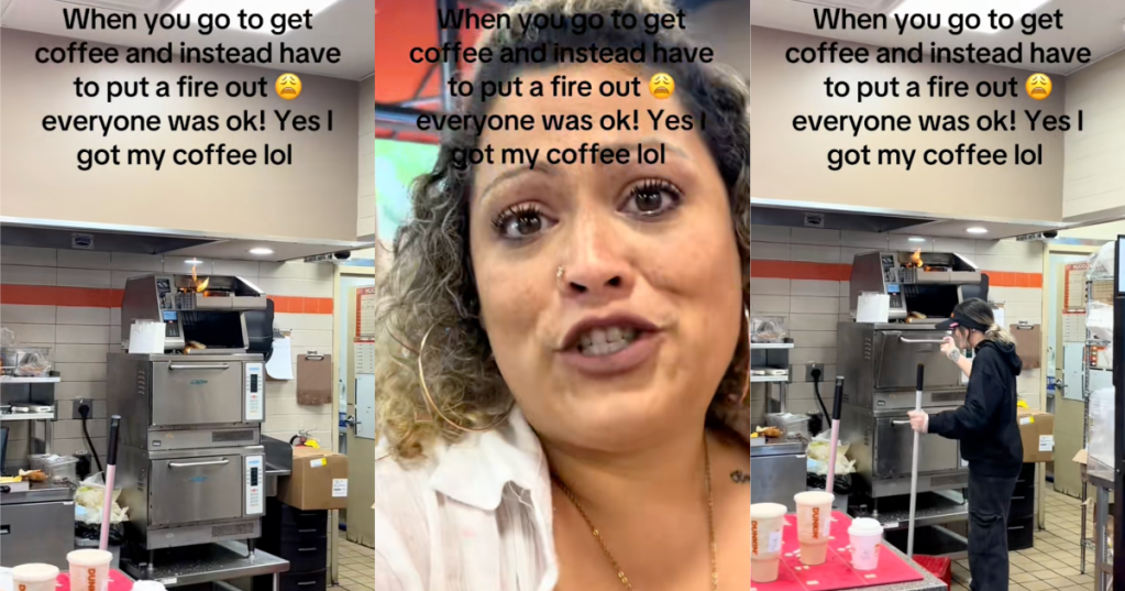 woman in a dunkin' donuts