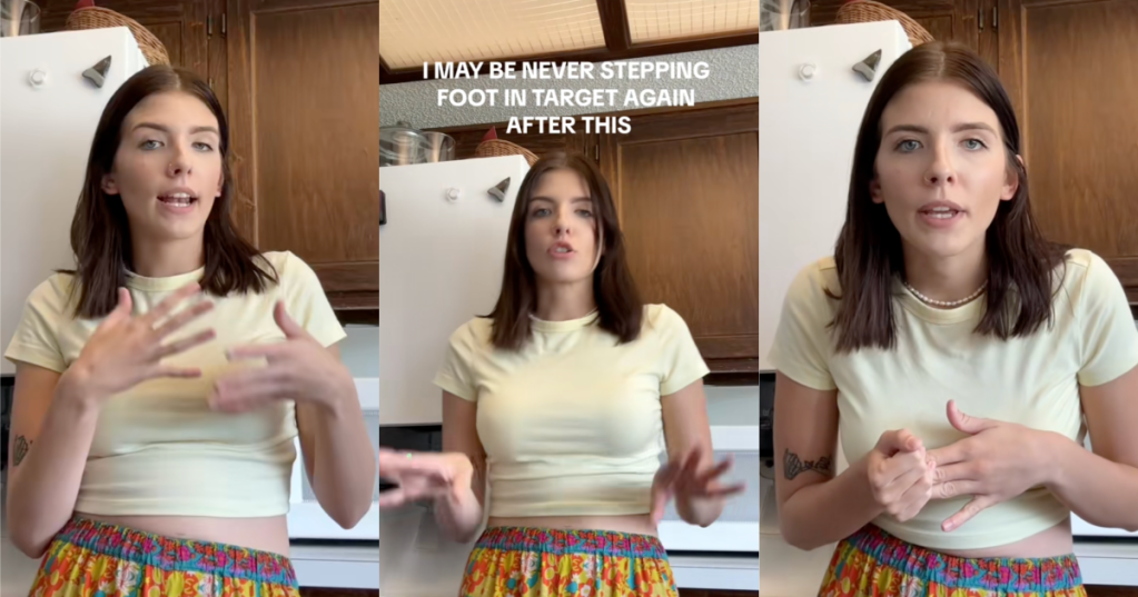 woman talking about baby products