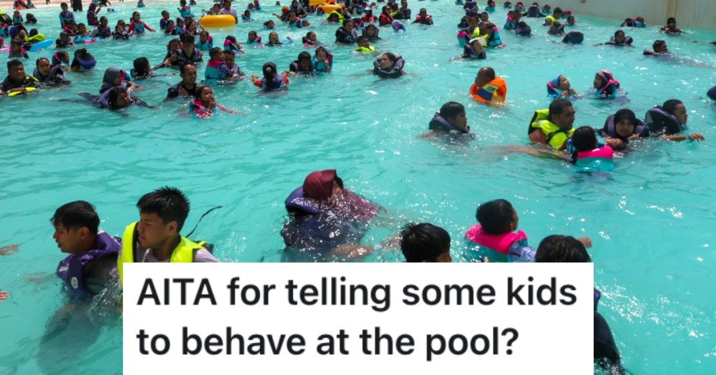 kids in a public pool