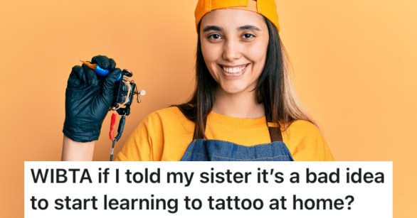 woman with a tattoo instrument