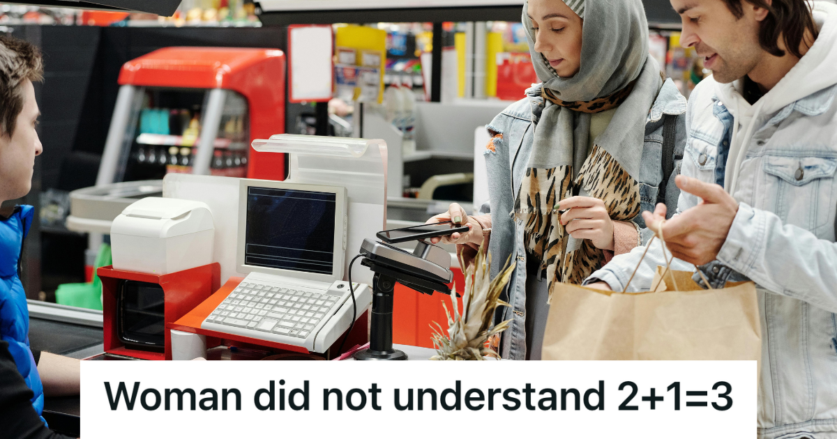woman checking out her groceries