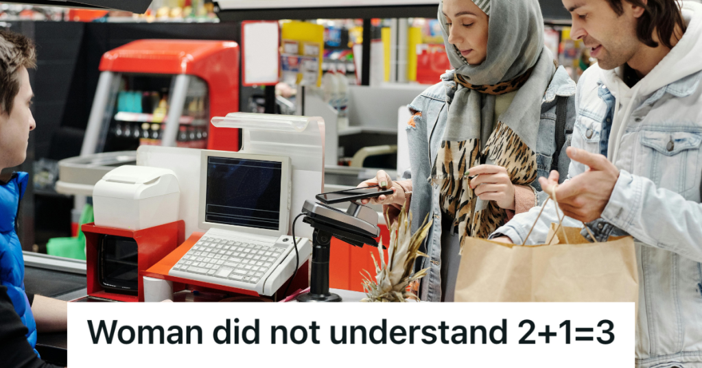 woman checking out her groceries