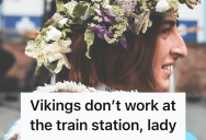 She Was On Her Way To Work Dressed In Viking Garb, So She Never Expected To Get Trapped In A Bizarre Debate About Bathroom Signs