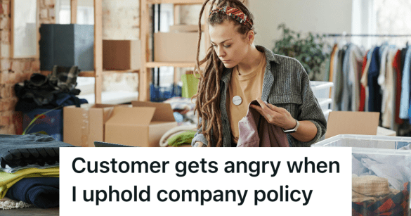 woman working at a thrift store