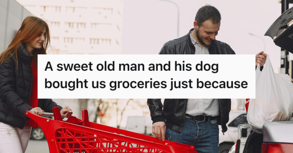young couple grocery shopping