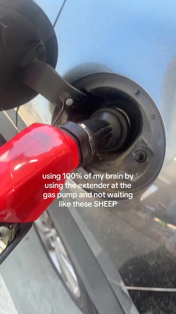 Using the pump extender at the gas station