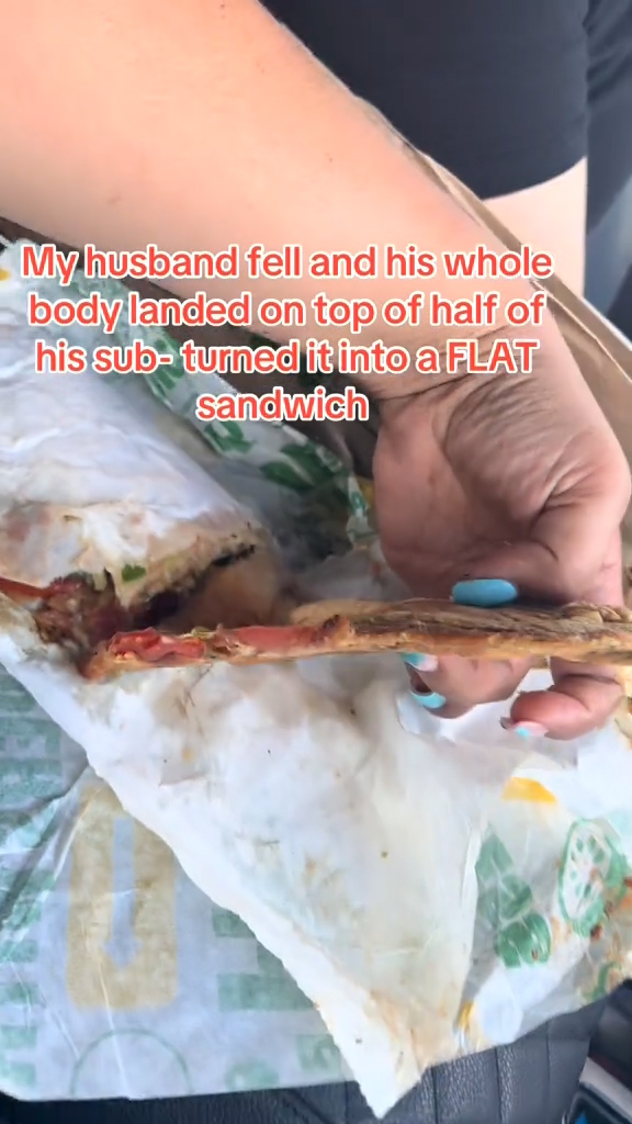 A flattened Subway sandwich