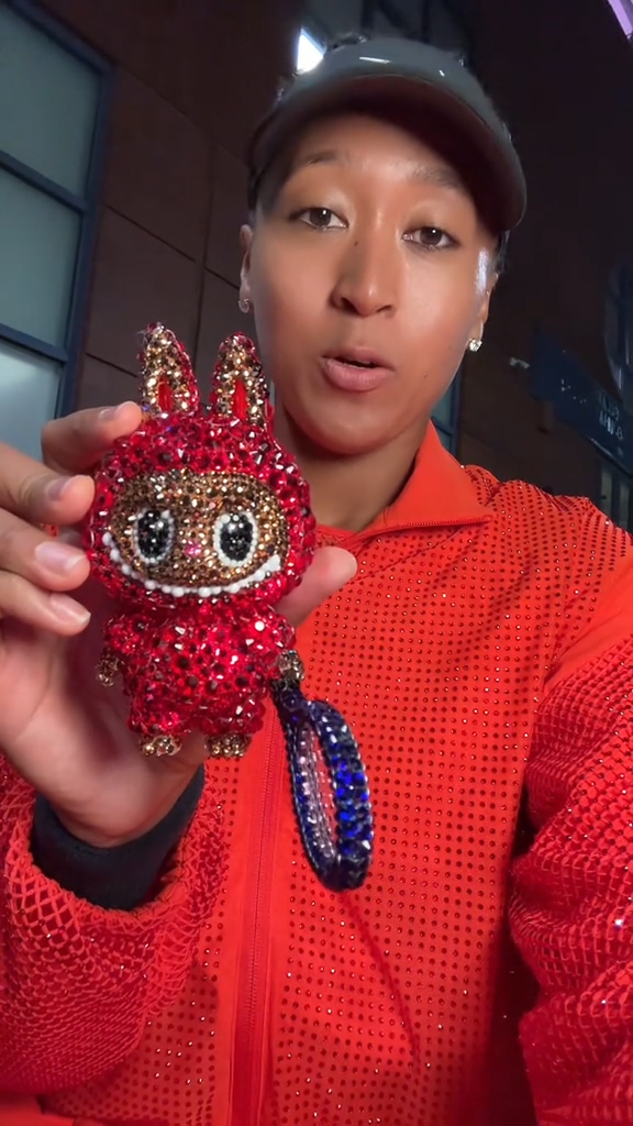 Naomi Osaka with a blinged out Labubu