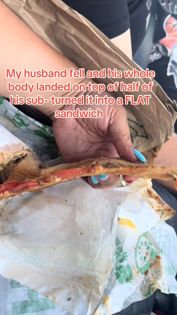 A flattened Subway sandwich