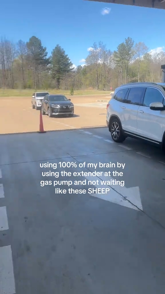 Using the pump extender at the gas station