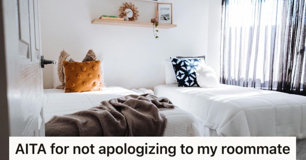 A room with two beds