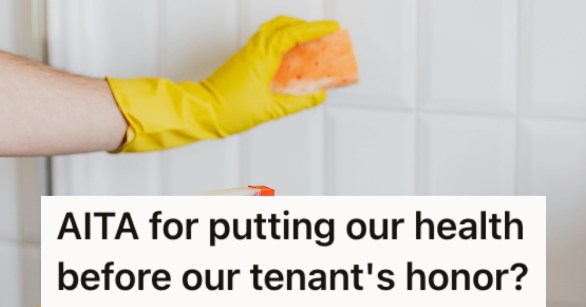 Cleaning tiles wearing yellow rubber gloves