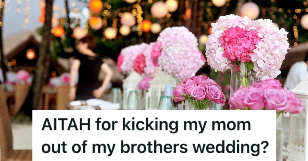 Pink flowers in vases for a wedding