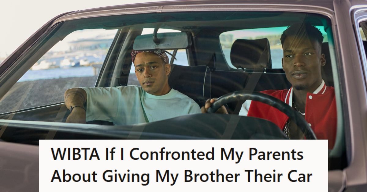 Two brothers sitting in the car that got given to both of them