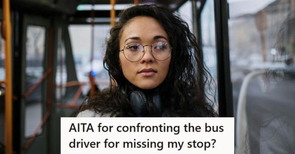 Woman just noticed that she missed her stop while riding the bus