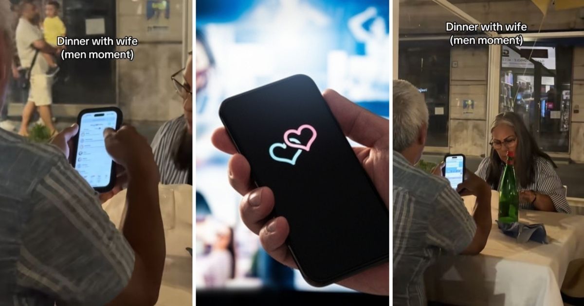 Man on a dating app with wife