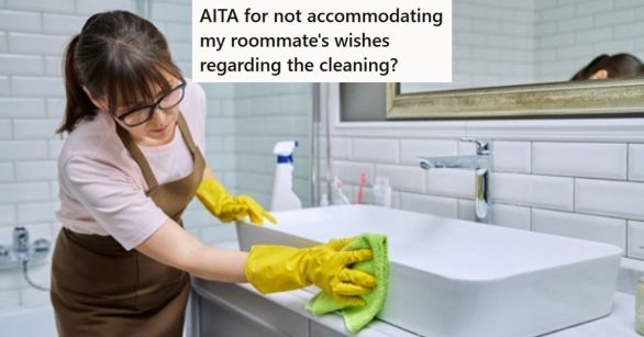 Woman cleaning bathroom