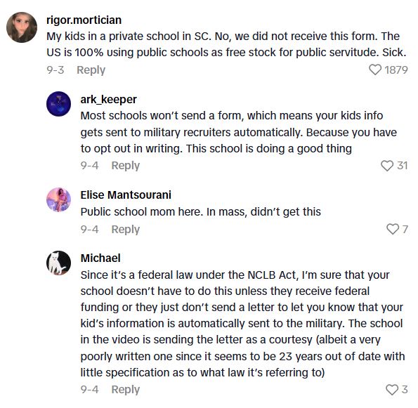 Comment 1 107 Concerned Mom Is Irate That She Got A Form For Her High School Sons About Providing Their Information To The Military