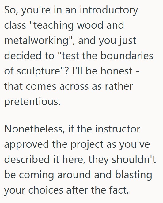 Comment 2 75 His Teacher Didnt Like His Proposed Sculpture For An Assignment, But He Loved It And Refused To Change It