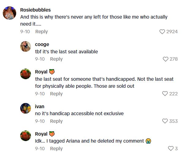 Comment 3 88 Fan Buys The Last Seat Available For An Ariana Grande Concert, But It Was Supposed To Be Reserved For A Handicapped Fan, So Commenters Are Freaking Out