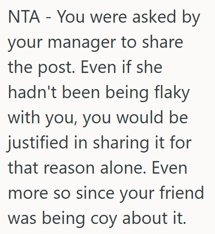 Comment 5 40 She Told A Friend About An Opening At Work, But When She Didnt Apply Right Away, She Shared It On Her Socials