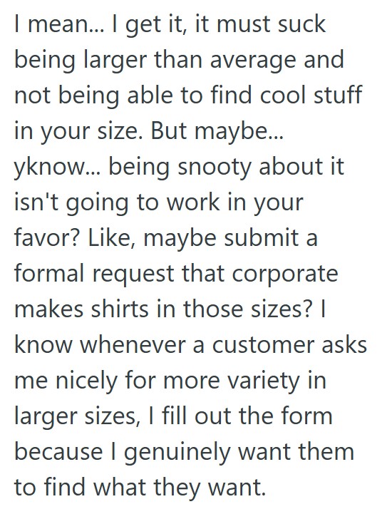 Comment 5 60 Can I talk to someone who isnt slow?   A Customer Sent Their Groundskeeper In To Buy Extra Large T Shirts, But The Cashier Told Them They Dont Carry Them
