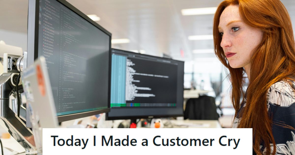 Woman using recovery software to fix a micro SD card for a customer