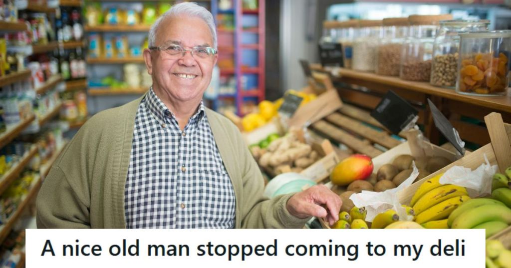Elderly man shopping at his regular grocery store