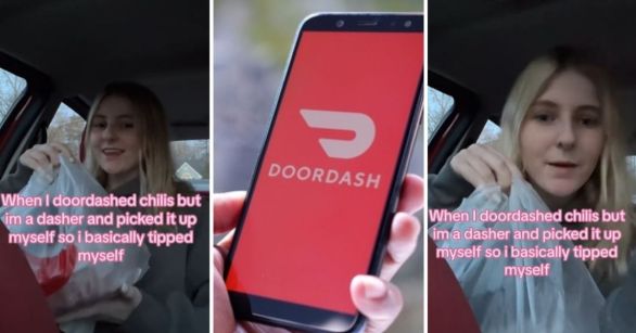 Door Dasher in her car