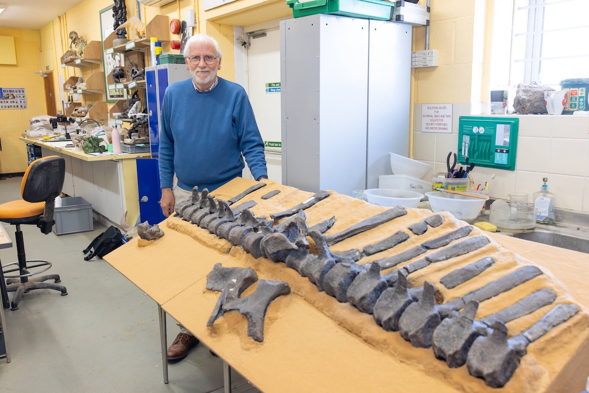 Dr Lockwood with the fossils