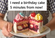 Entitled Customer Demanded A Birthday Cake In Five Minutes, But When The Baker Handed Her A Pre-Decorated Cake, She Complained It Had Pink In It