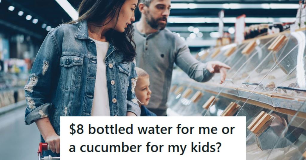 Family shopping at an expensive grocery store in Canada