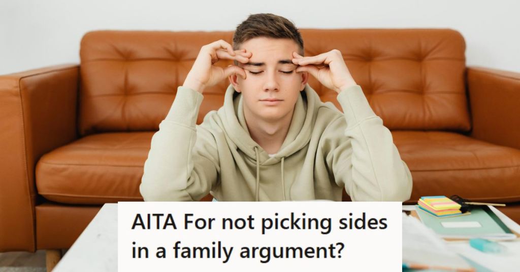 Teen boy rubbing his head because of family pressure