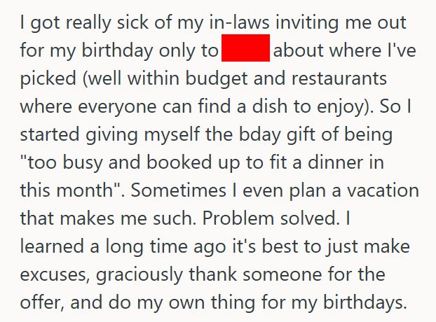 Family Dinner 3 Woman Tells Her Family She Won’t Cover Everyones Bill At Her Birthday Dinner, So When She Orders A Steak, They Make Comments Accusing Her Of Being Unfair