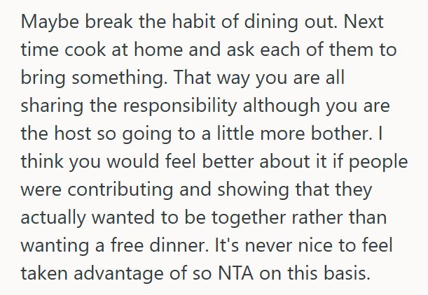 Family Dinner Woman Tells Her Family She Won’t Cover Everyones Bill At Her Birthday Dinner, So When She Orders A Steak, They Make Comments Accusing Her Of Being Unfair