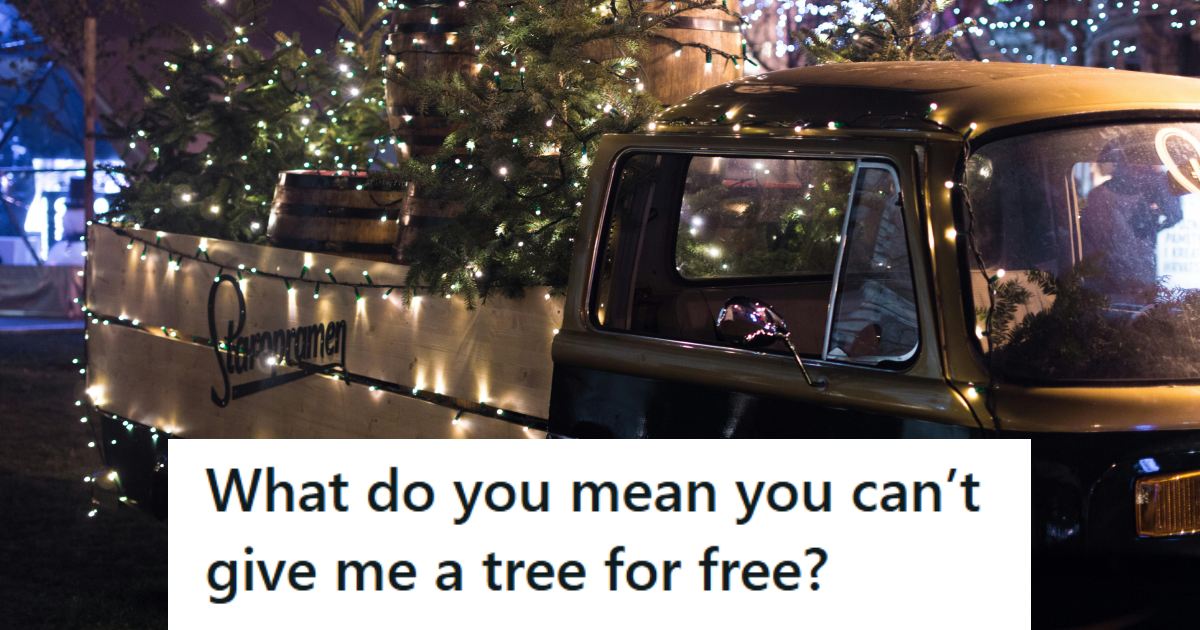 Decorative truck sitting out front of a Christmas tree farm