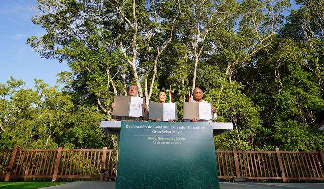 The three leaders sign the agreement