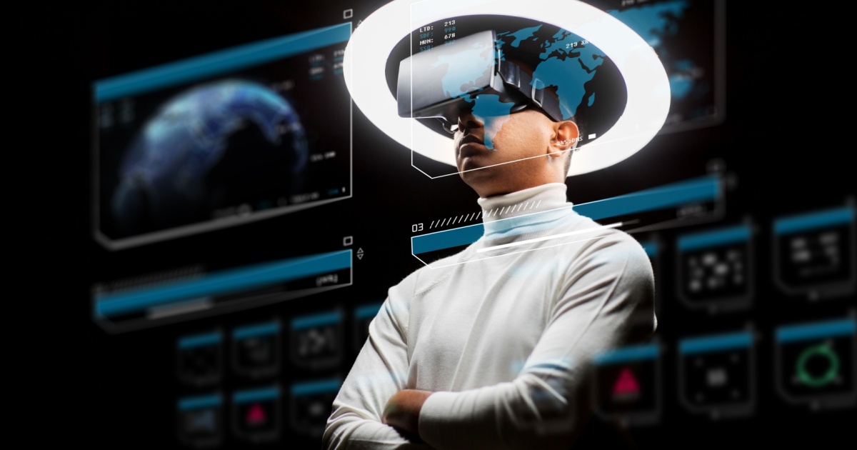 Man wearing smart glasses