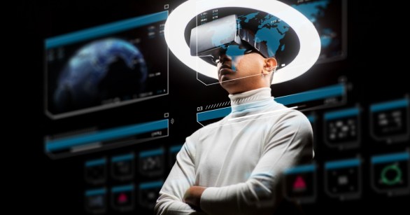 Man wearing smart glasses