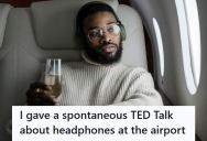 Sleep-Deprived Traveler Browsed USB Cables At Heathrow, But When A Woman Mistook Him For An Employee And Asked About Headphones, He Accidentally Gave A Full Tutorial