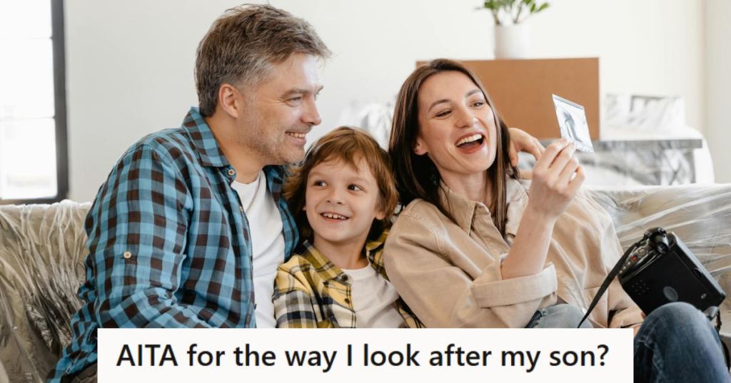 Mother and father hanging out with their young child