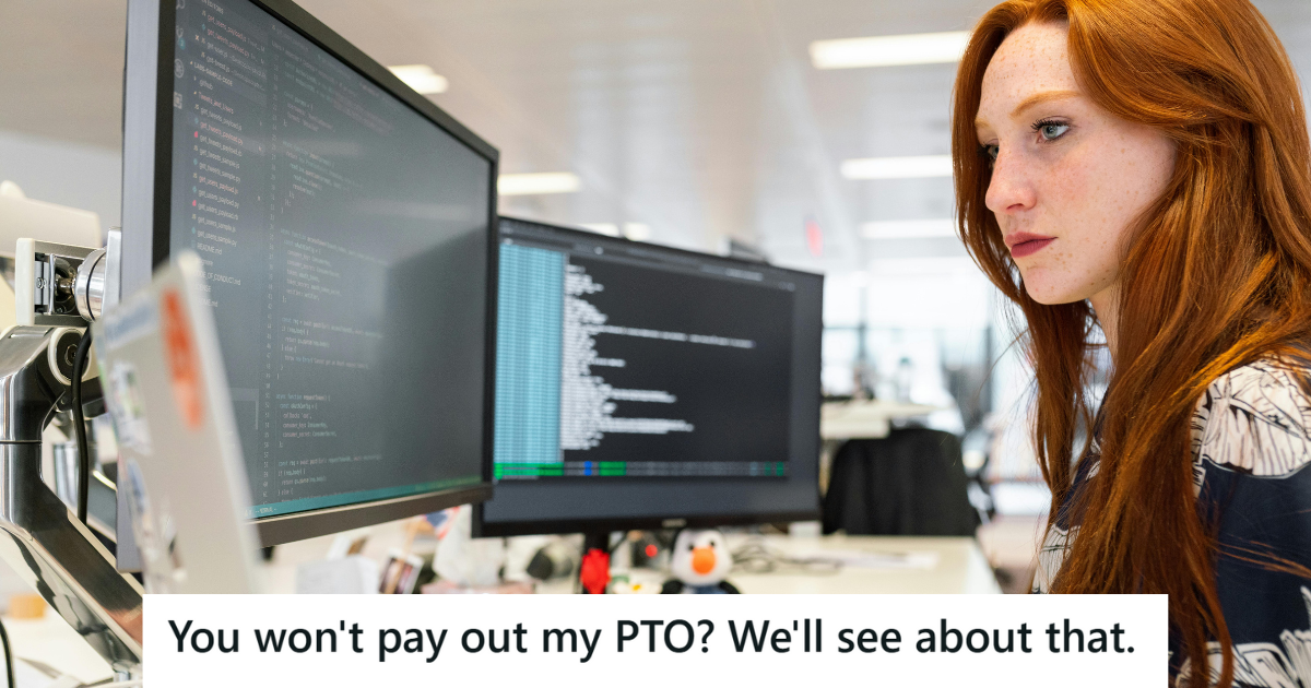 Woman with red hair working in office