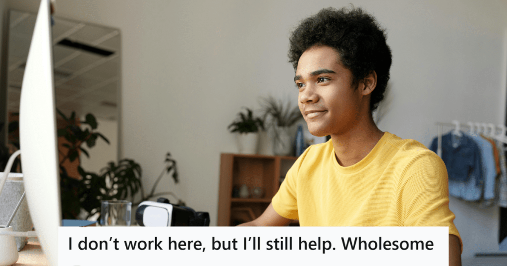 Boy in yellow t shirt working on his computer