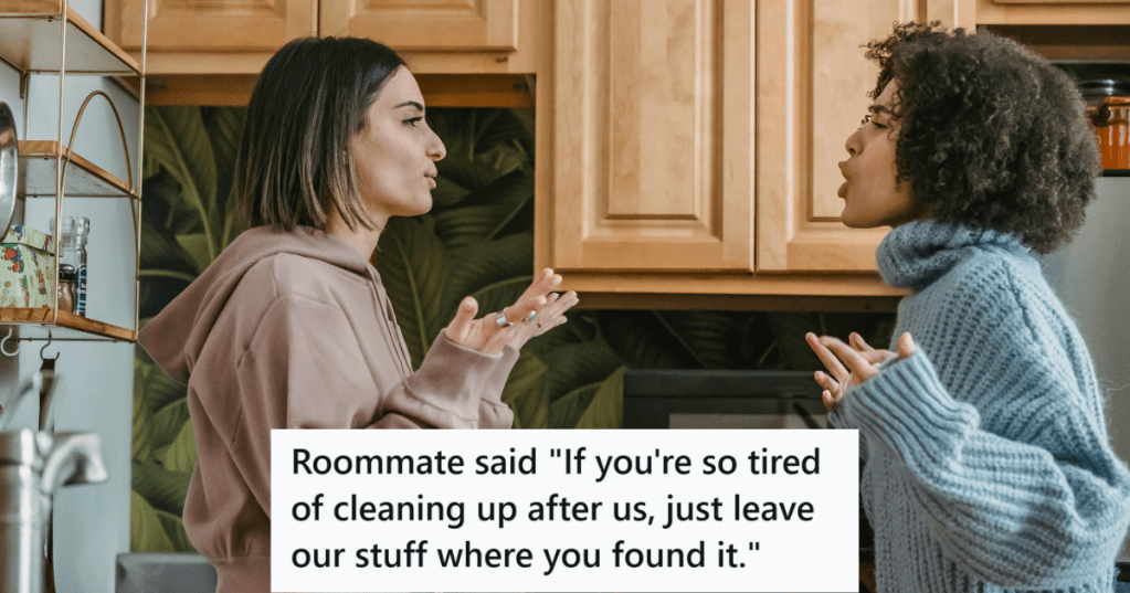 Two women arguing in a kitchen