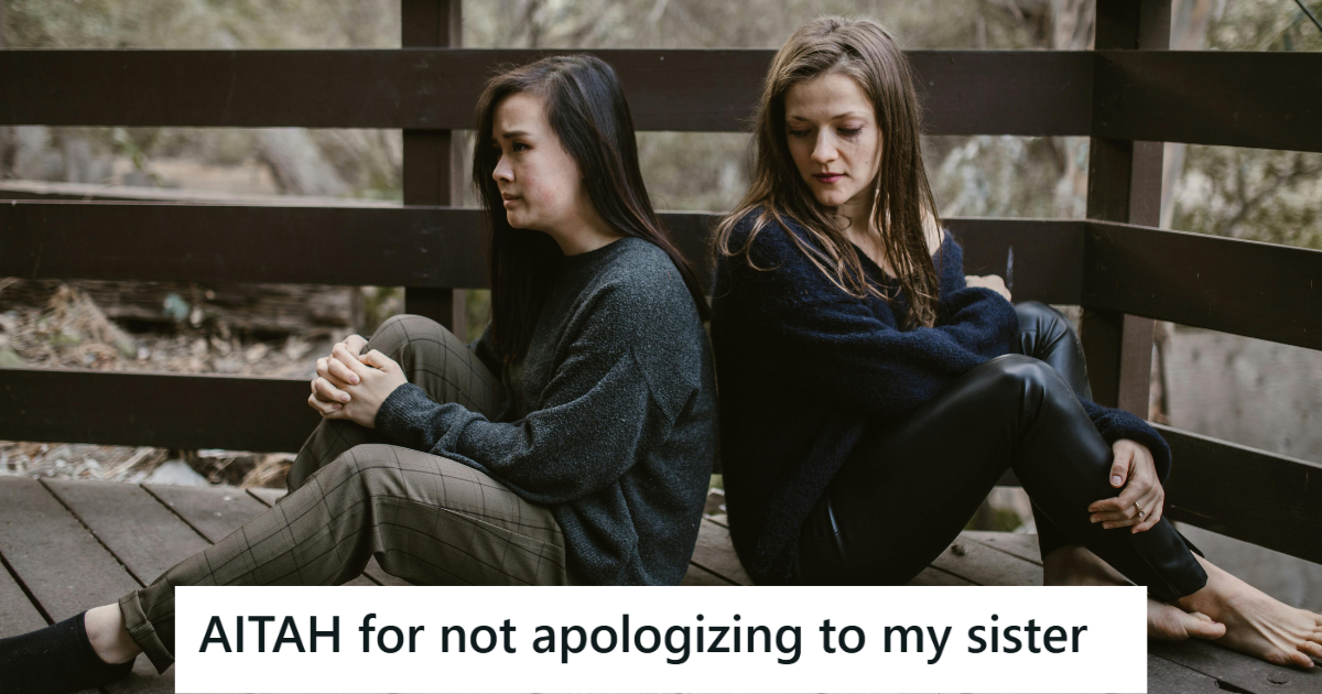 Her Spoiled Sister Wanted Everything Her Way And Exploded At Their Family Dinner, So She Told Her To Get Some Professional Help two girls sitting on the ground and not talking to each other