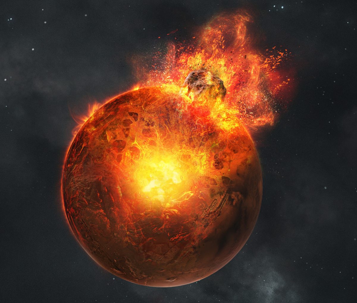 Mars being hit by a space rock