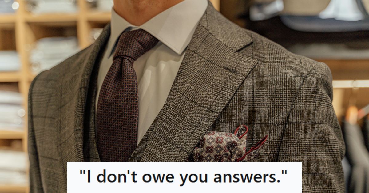 Man wearing a three piece suit going into the grocery store