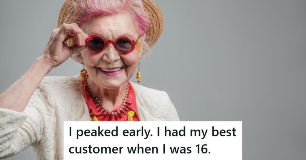 Cool old lady with pink hair