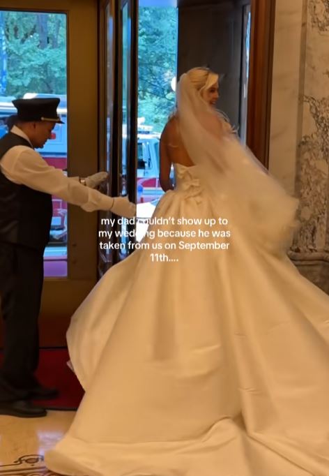 Bride walking outside